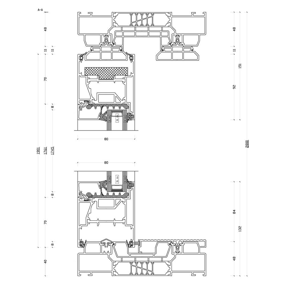 ASE 80.HI: Vertical view of whole door