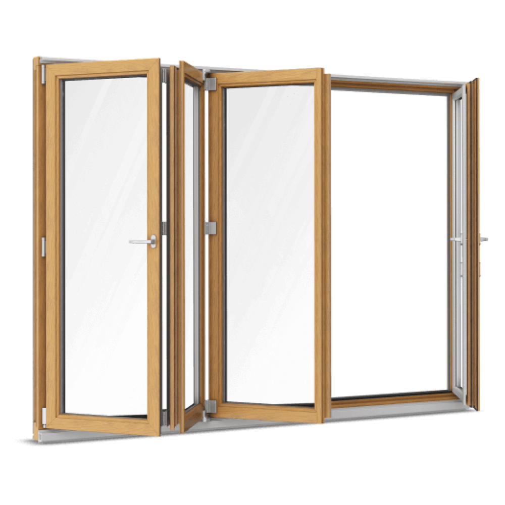 Wood-aluminium folding sliding door