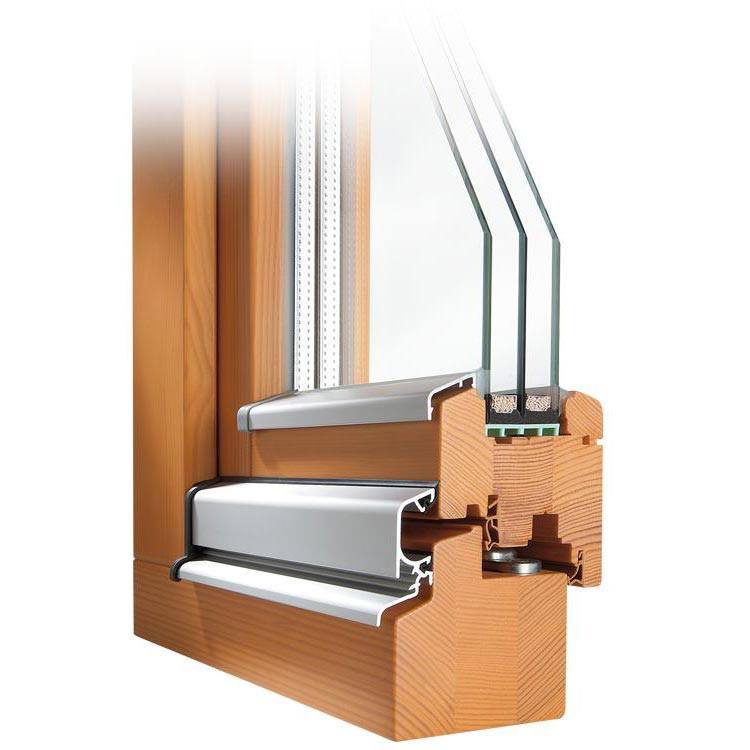 Wooden balcony door IV 78 profile in pine with rain rail