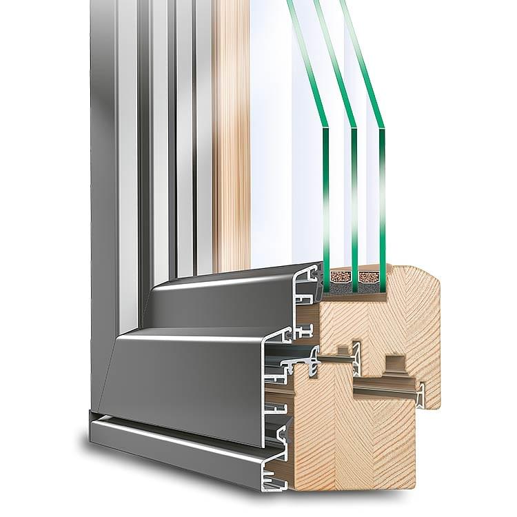 IDEALU Classicline IV 78 wood-aluminium window