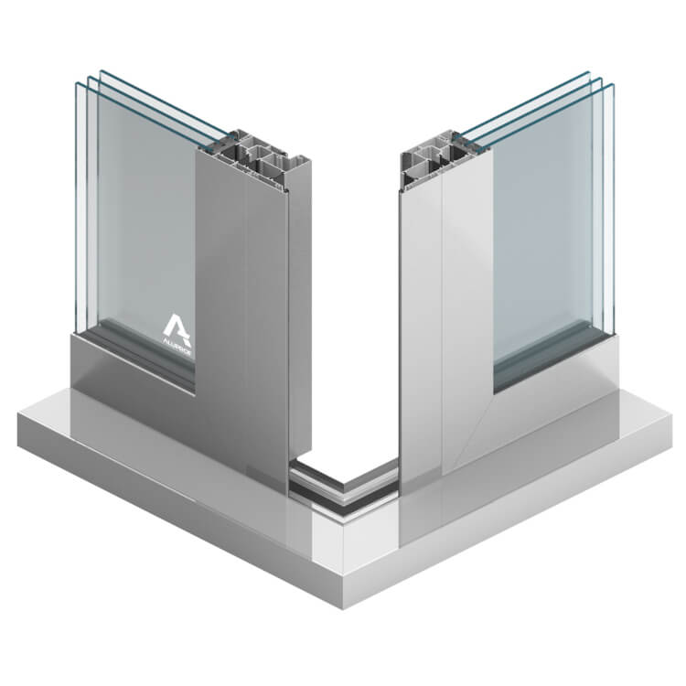 Aluminium lift and slide door, corner coupling