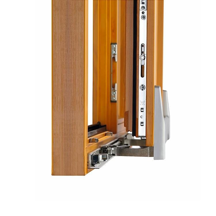 Wood tilt and slide patio door - detail view