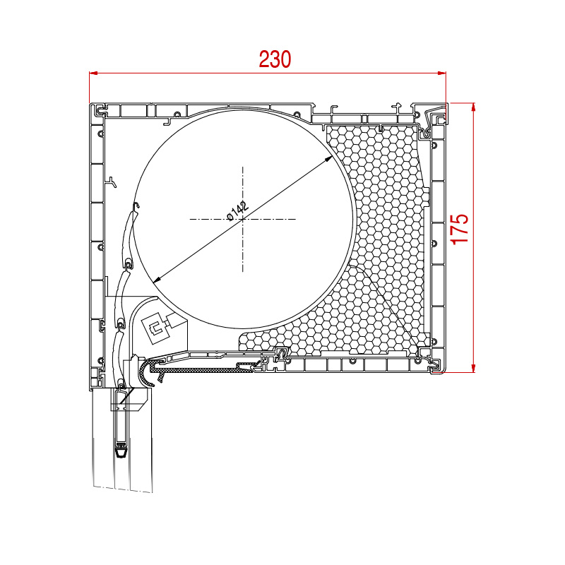 Basic roller shutter dimensions: 175 x 230