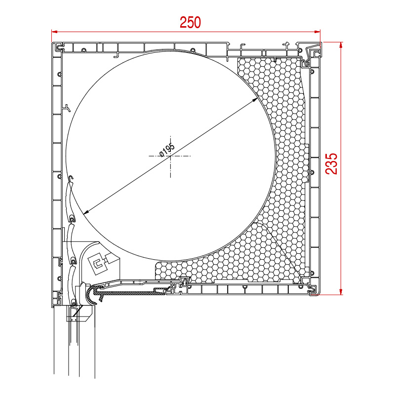 Basic roller shutter dimensions: 235 x 250