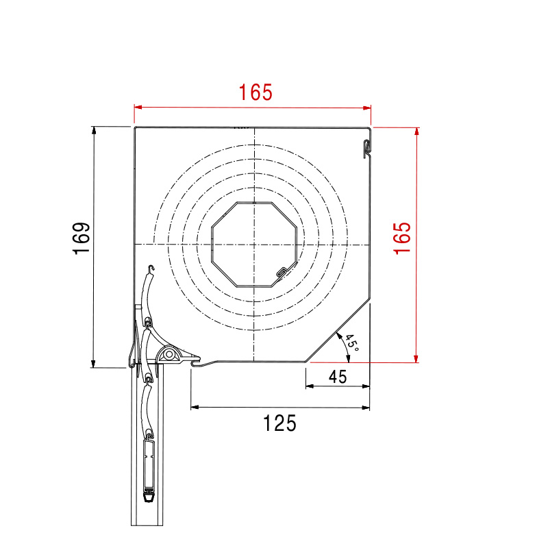 Square front mounted roller shutter, dimensions 165 x 165