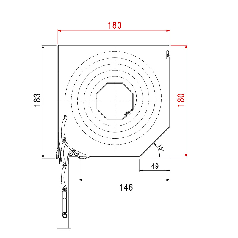 Square front mounted roller shutter, dimensions 180 x 180