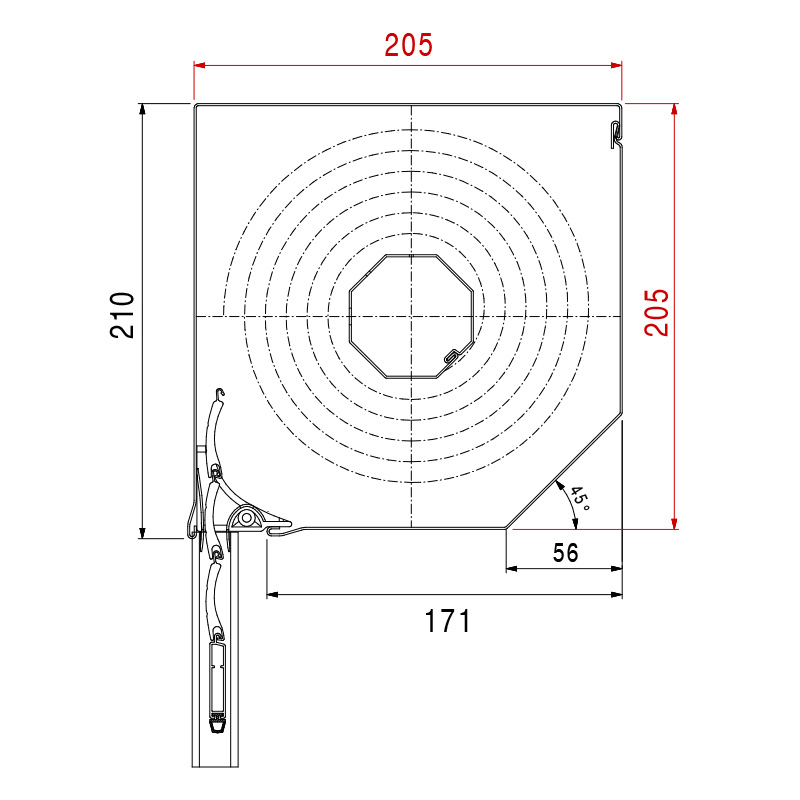 Square front mounted roller shutter, dimensions 205 x 205