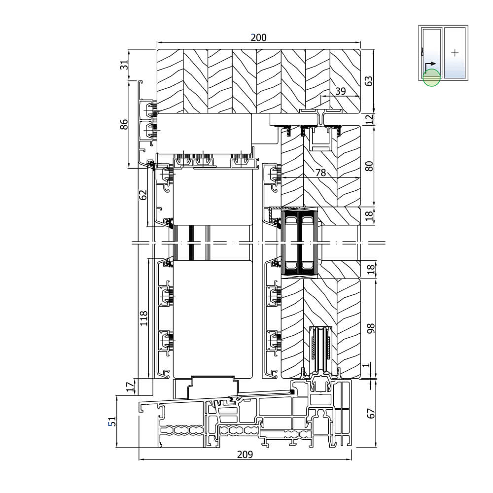 IDEALU IV 78 - scheme A 67 mm threshold 