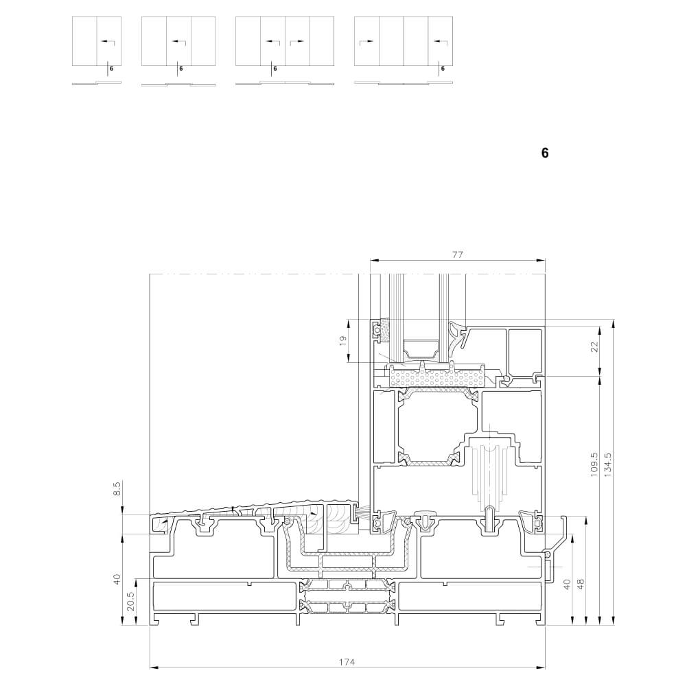 MB-77 - lower threshold of sliding sash