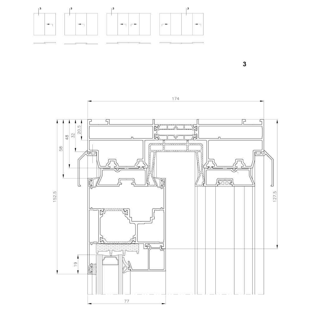 MB-77 - vertical cross-section of fixed panel
