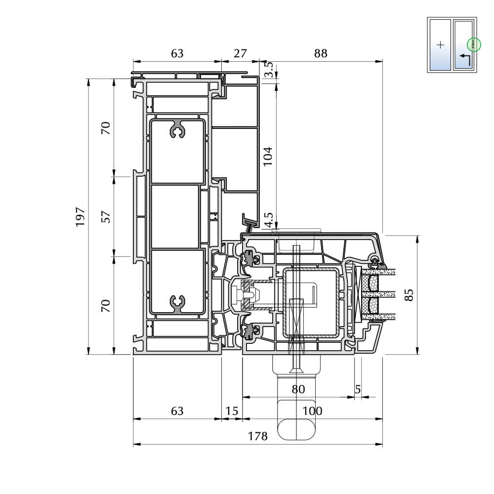TwinSet Premium - handle detail of sliding sash
