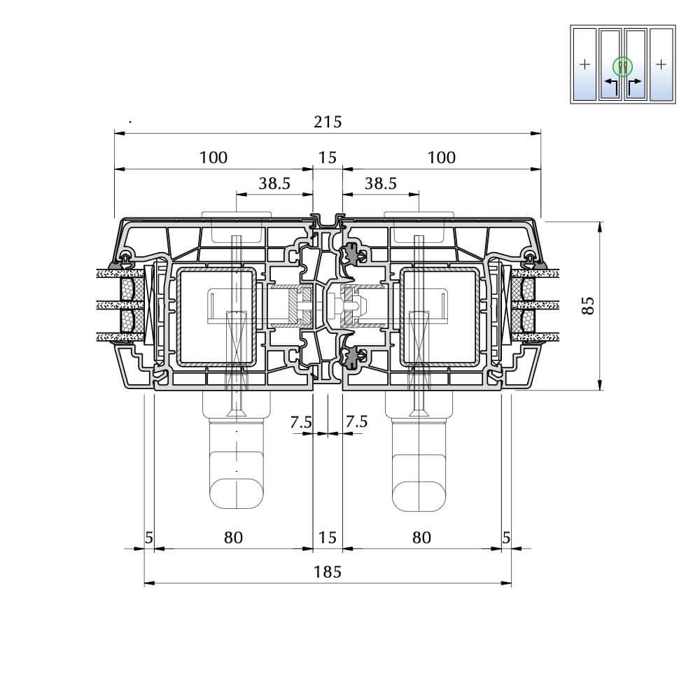 TwinSet Premium - detail of double sash centre