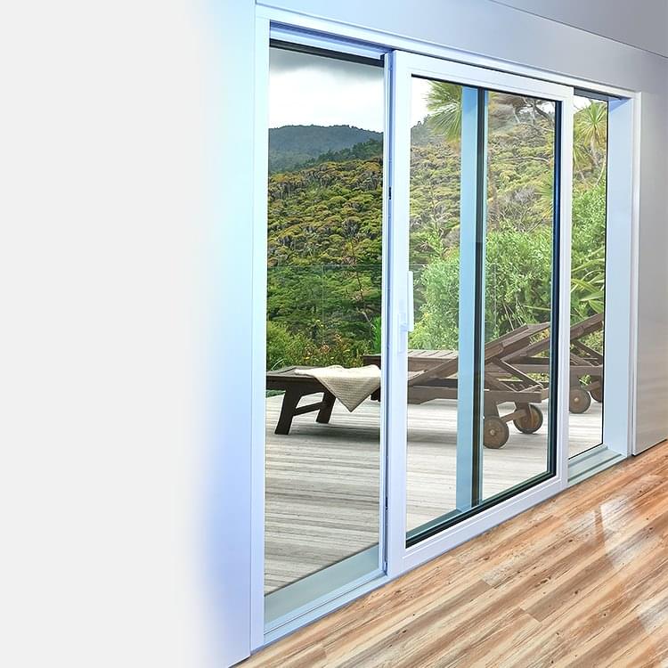Opened uPVC-aluminium lift-and-slide door