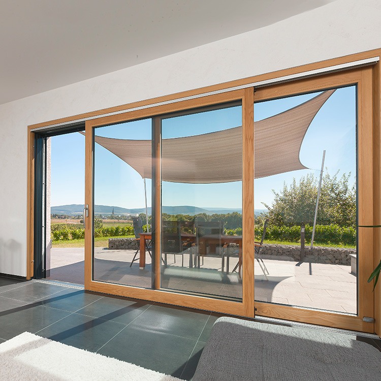 Wood-aluminium lift and slide door