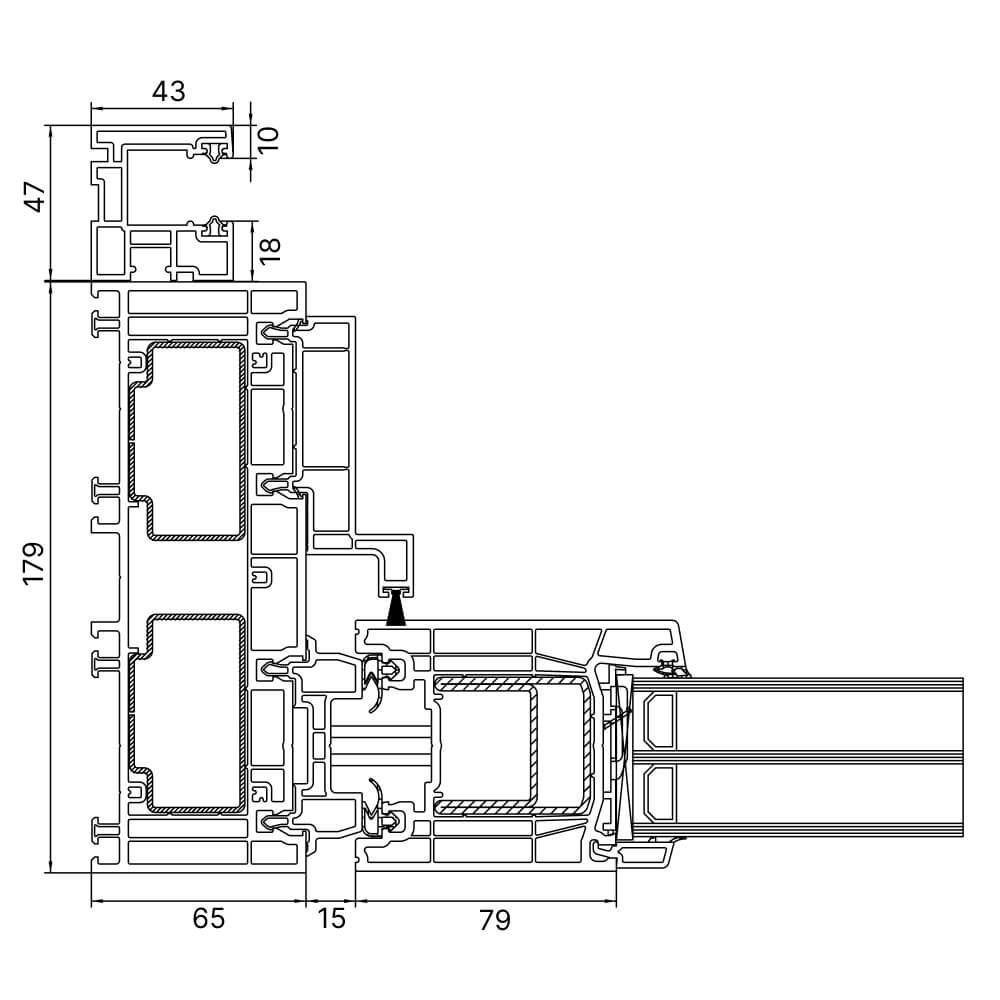 Kömmerling PremiDoor 76 - new-build roller shutter guide rails
