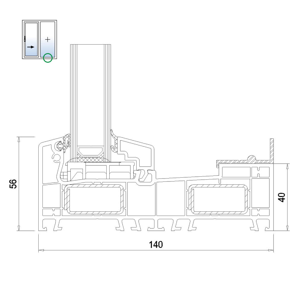 IDEAL Smart-Slide - lower detail of fixed panel