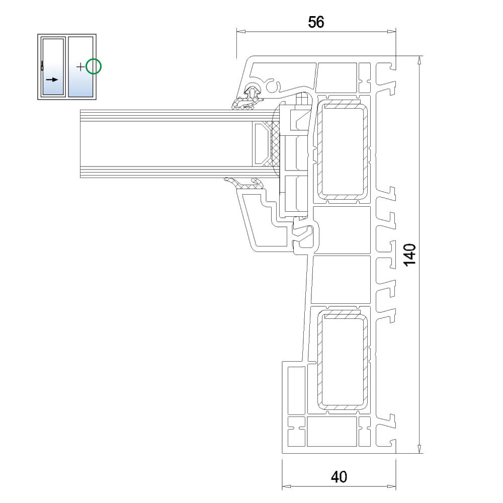 IDEAL Smart-Slide - right-side detail of fixed panel