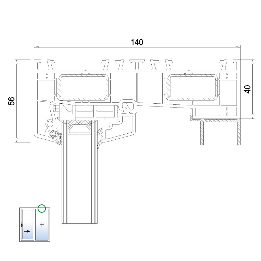 IDEAL Smart-Slide - top detail of fixed panel