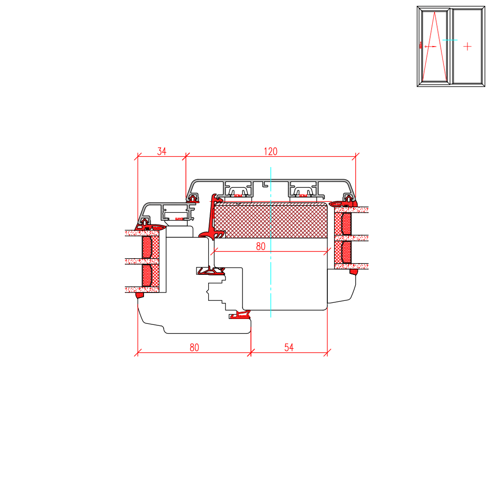 ECO IDEALU Classicline - detail of central mullion 