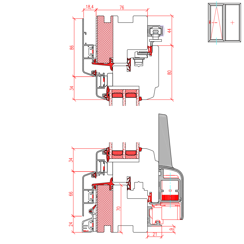 ECO IDEALU Classicline - vertical cross-section