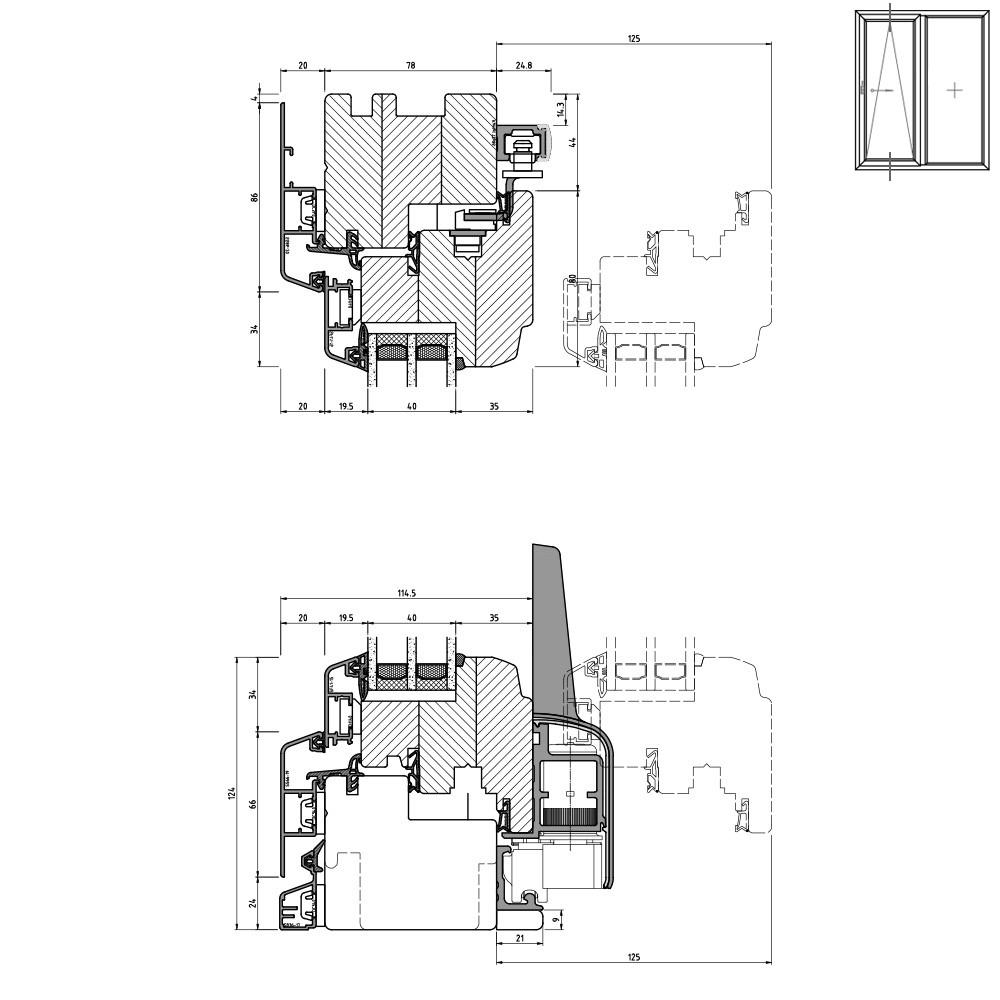 IDEALU Classicline IV 78 - vertical cross-section