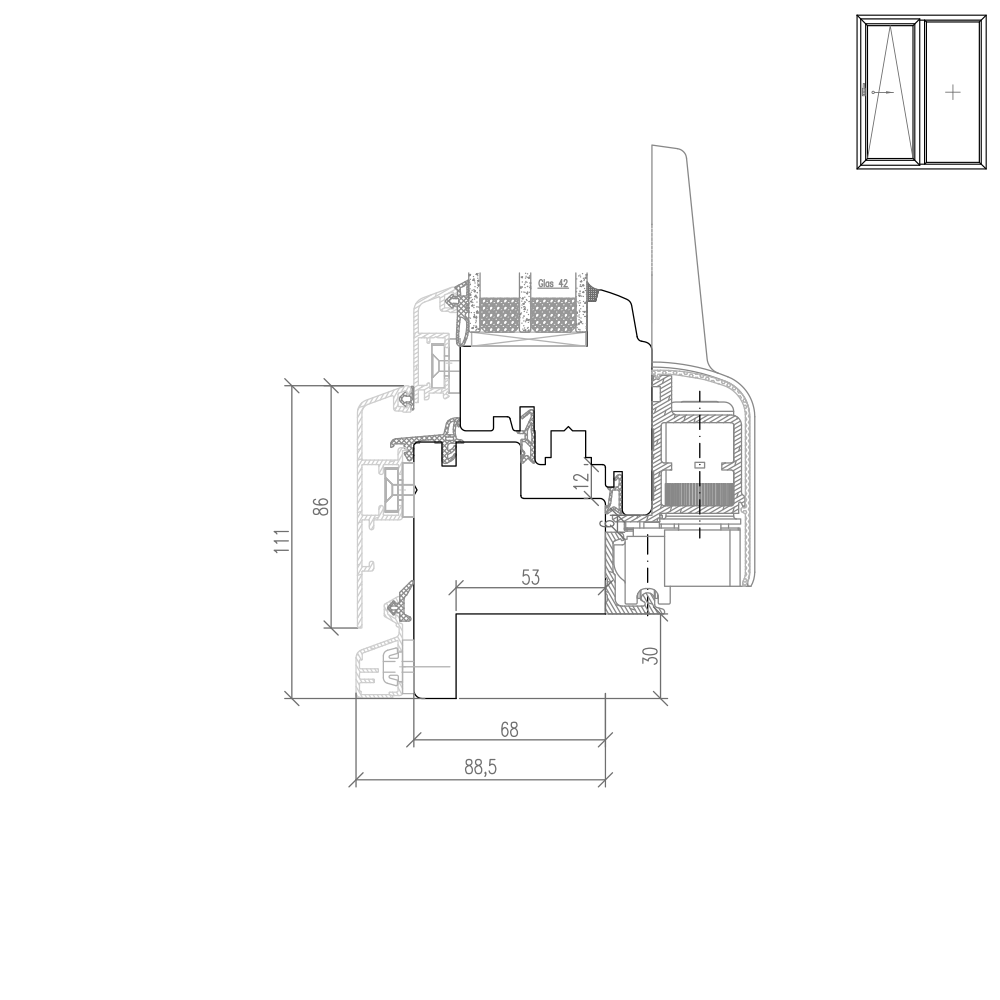 IDEALU Classicline - 30 mm milling for a sill connection profile for older buildings