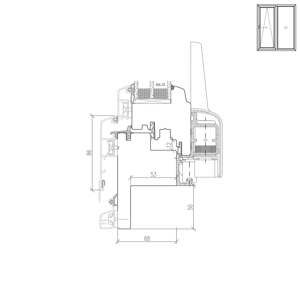 IDEALU Classicline - 50 mm milling for a sill connection profile for older buildings