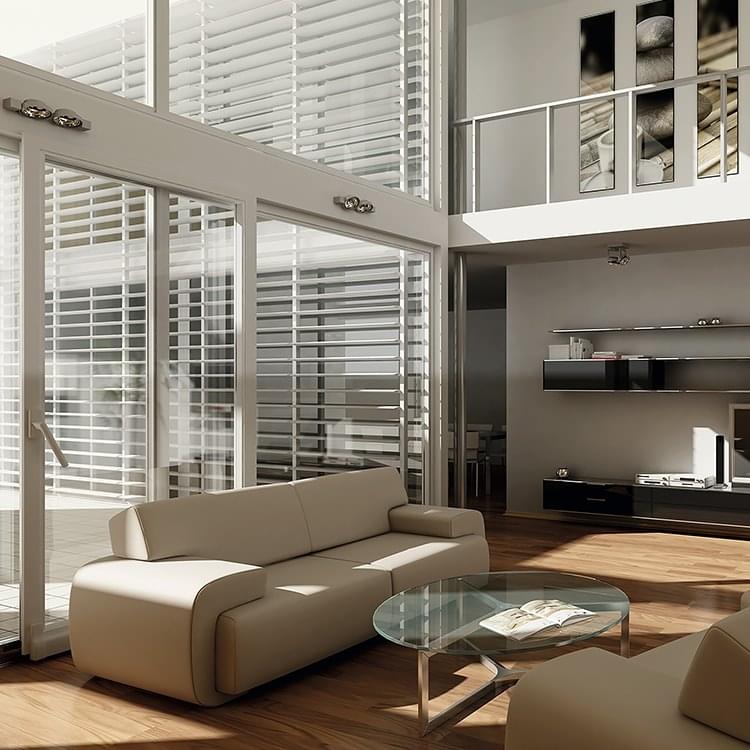 Tilt and slide patio door made from plastic and aluminium fitting position