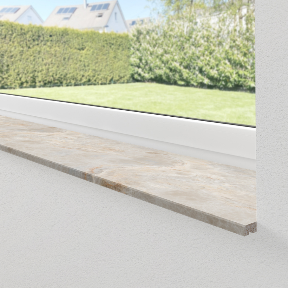 Werzalit compact internal sill in marble beige