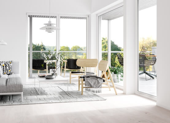 Living room with French windows