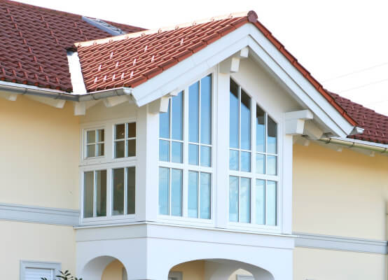 Modern bay window under roof