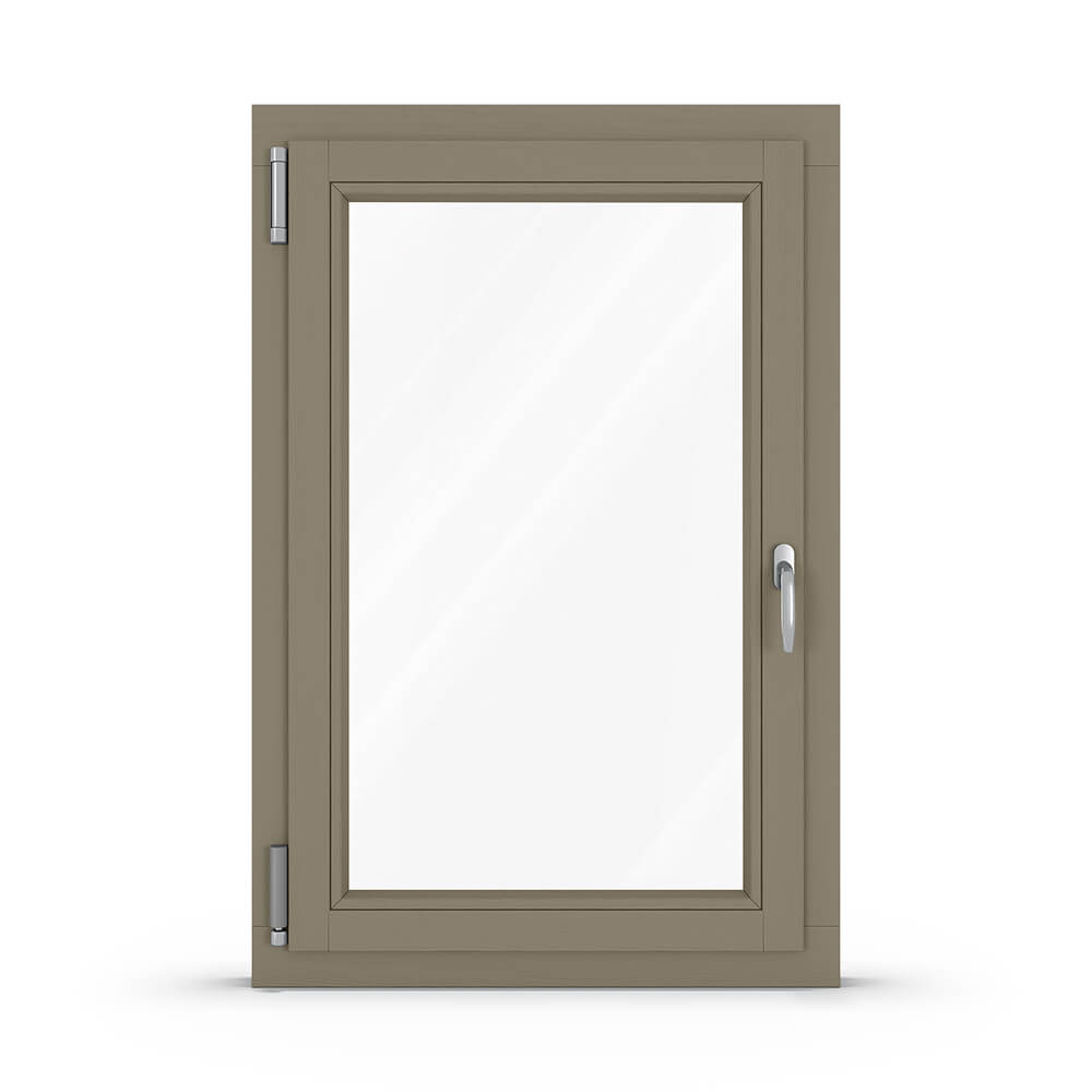 Wooden window in Olive Grey (RAL 7002) from the inside