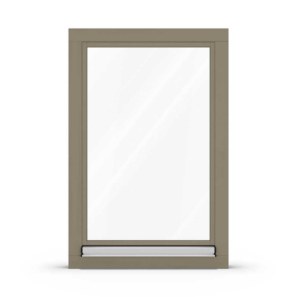 Wooden window in Olive Grey (RAL 7002) from the outside 