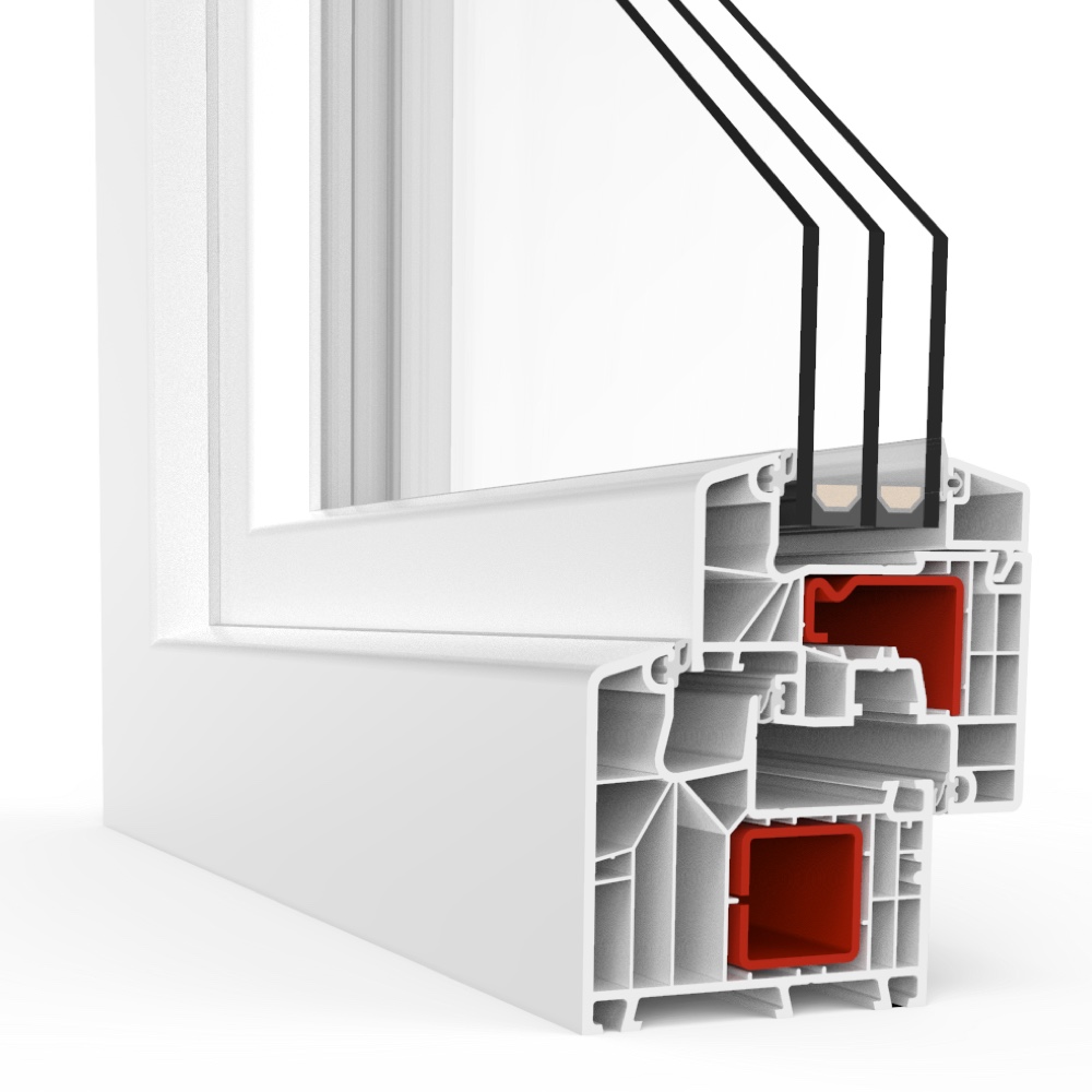 IDEAL 8000 profile corner with Classicline glass strip