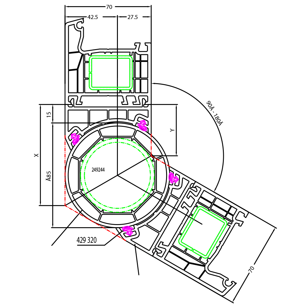 Variable corner coupling for exterior edge