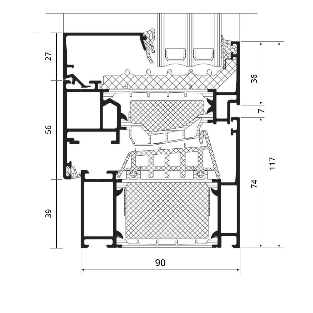 Schüco AWS 90.SI+ detail drawing