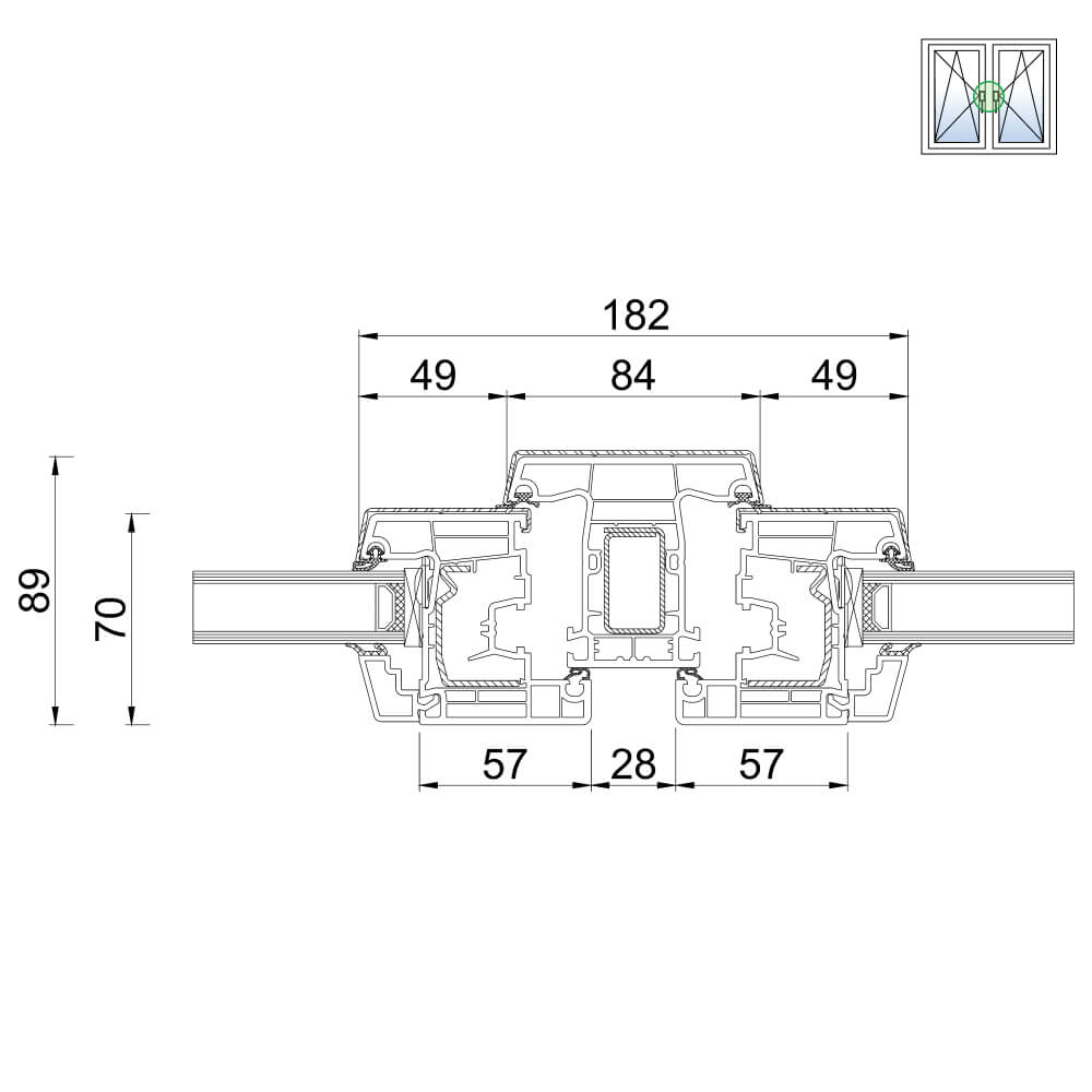 TwinSet 4000 - central mullion with sashes