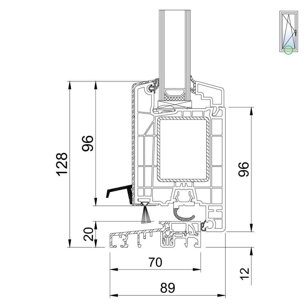 TwinSet 4000 - large French door with threshold