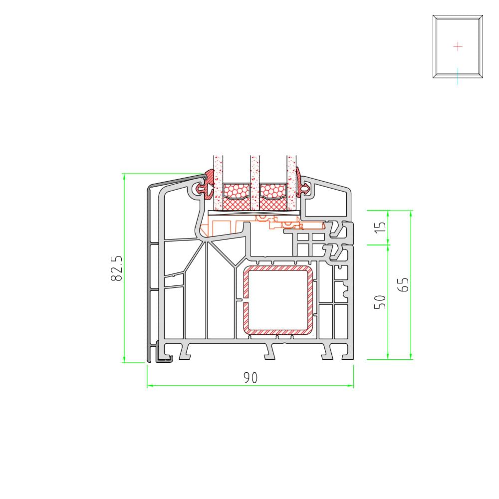 TwinSet 8000 - central mullion with fixed glazing