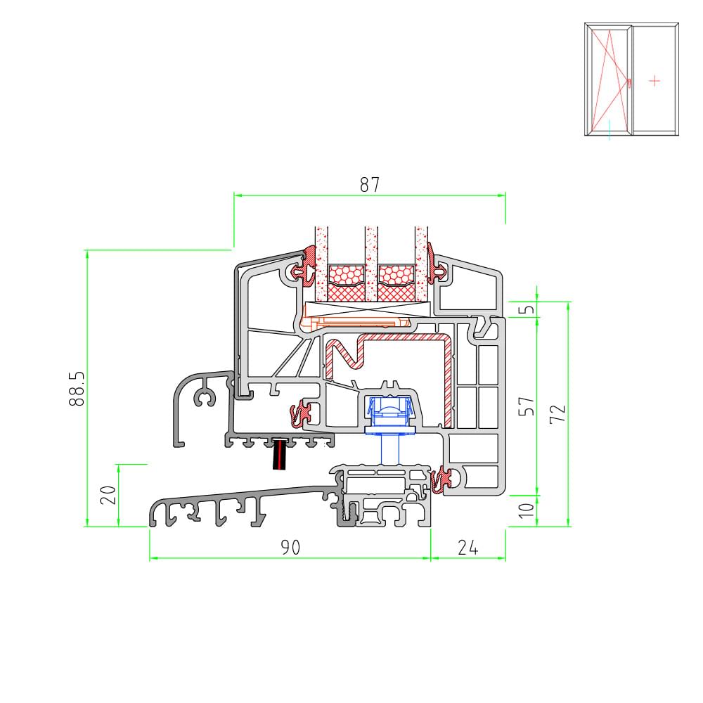 TwinSet 8000 - French door with flat threshold