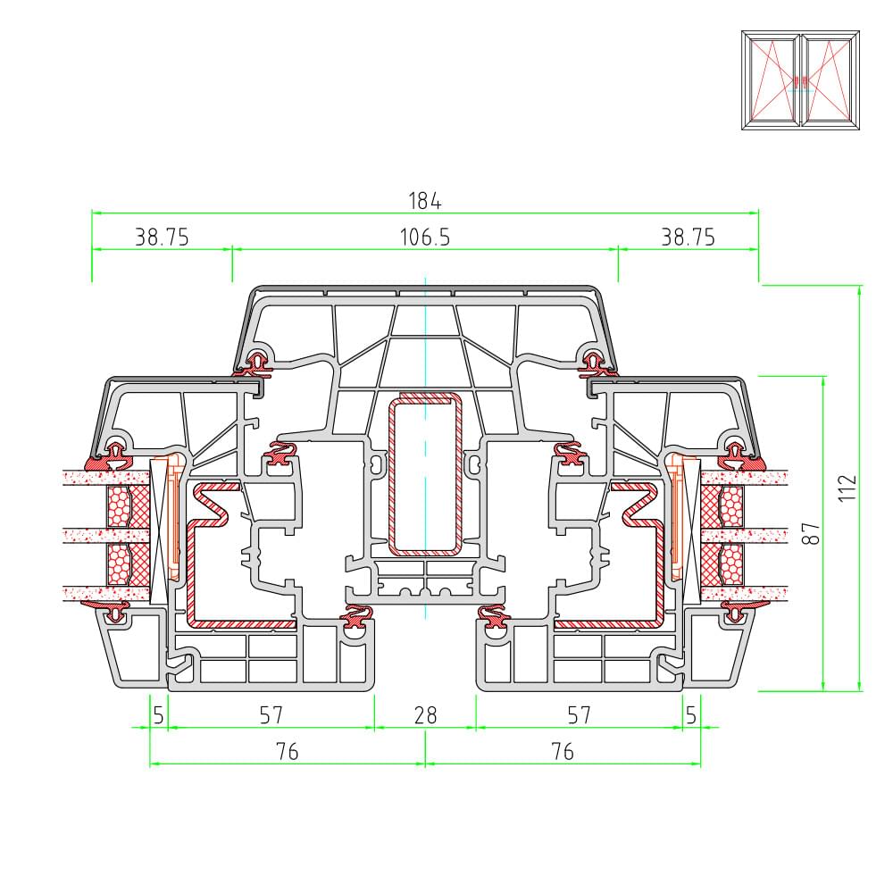 TwinSet 8000 - central mullion with openable sashes