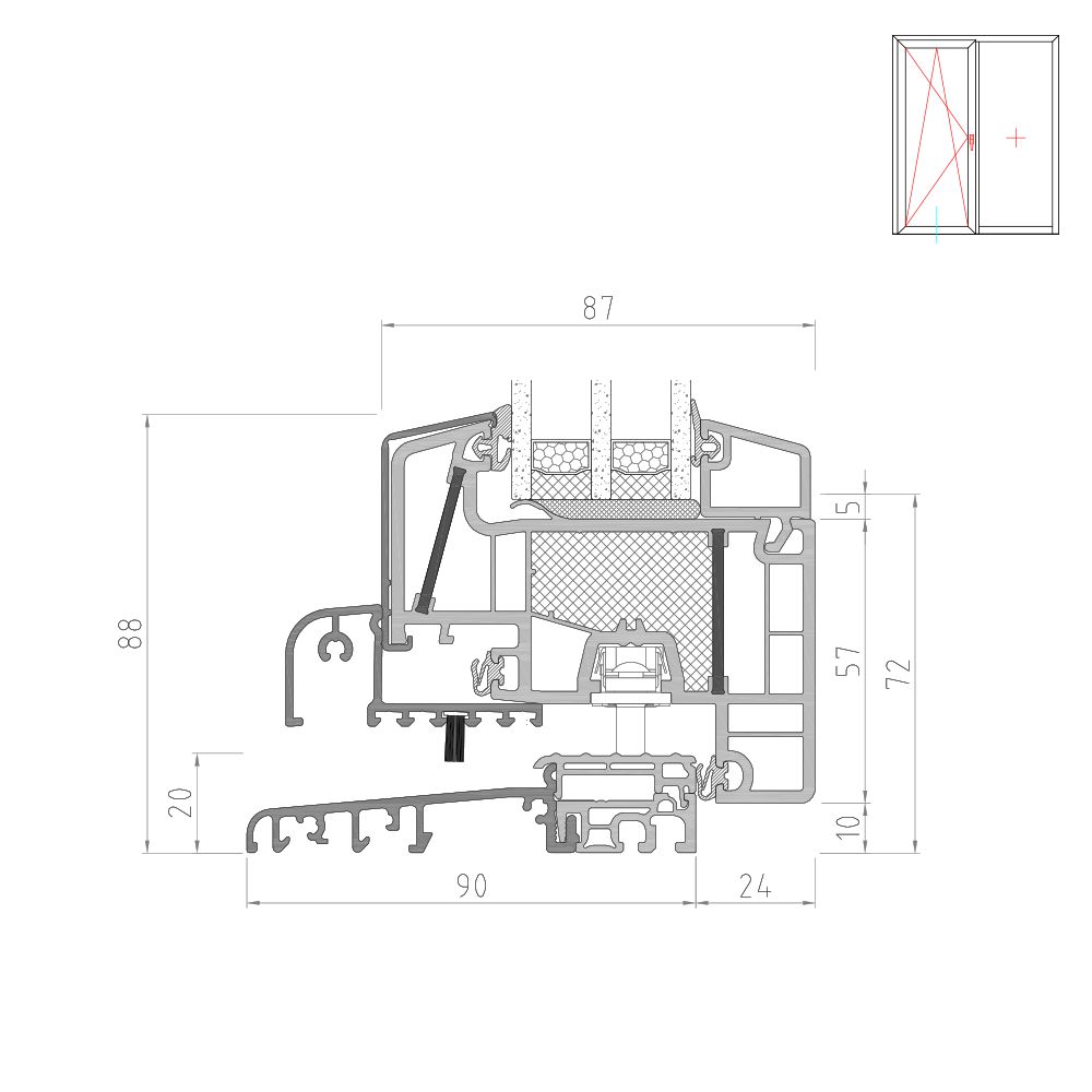 energeto TwinSet 8000 ED - French door with flat threshold