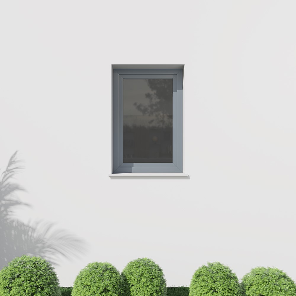 uPVC window in grey comparable to RAL 7001 from the outside