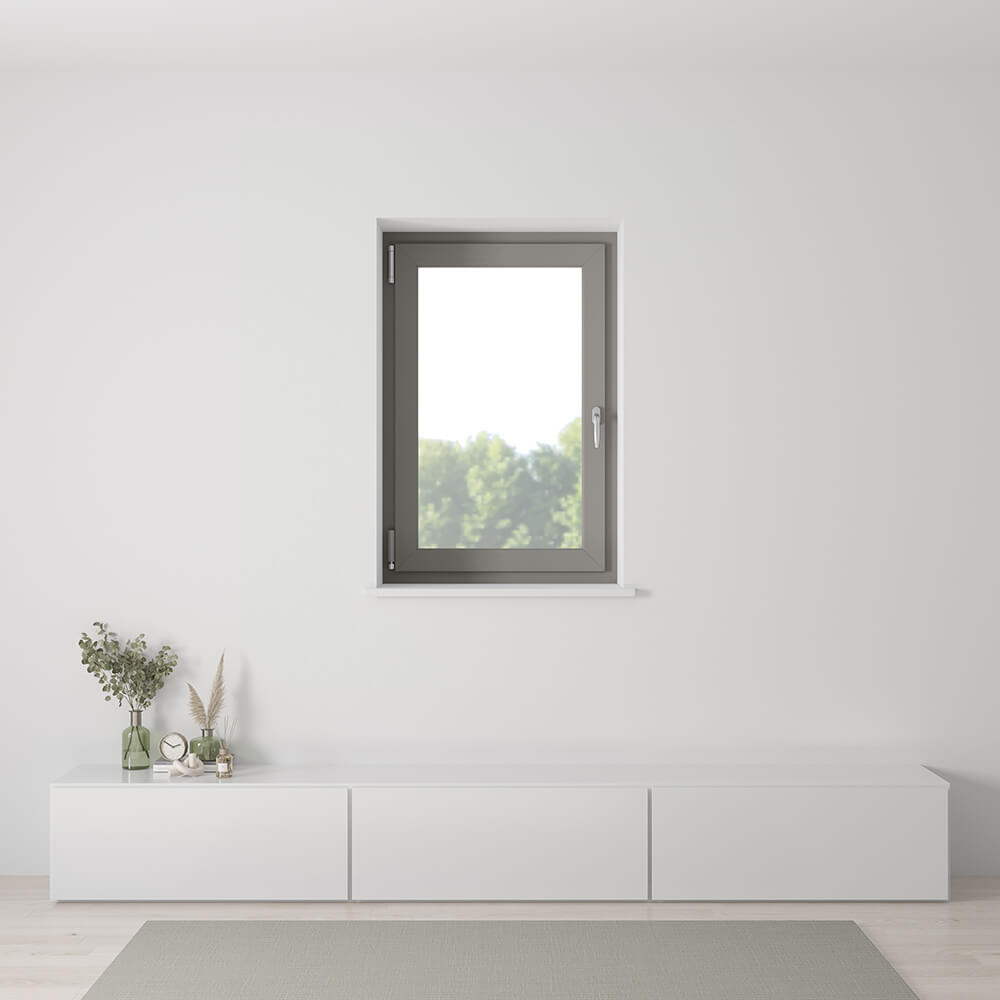 Installled Grey Aluminium (RAL 9007) window from the inside