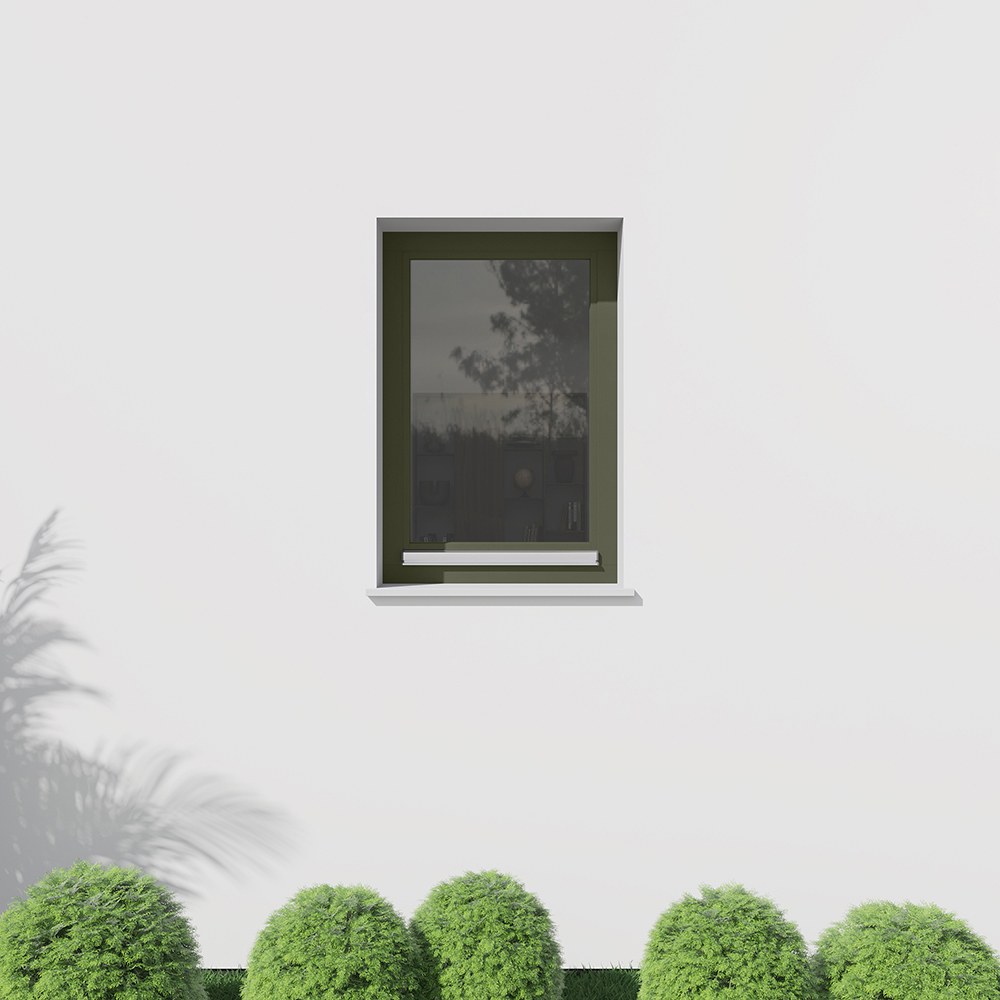 Installed Olive Green (RAL 6003) window from the outside