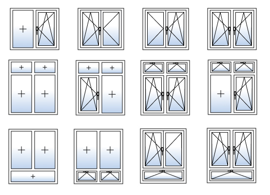 A small selection of the many opening options for our double sash windows