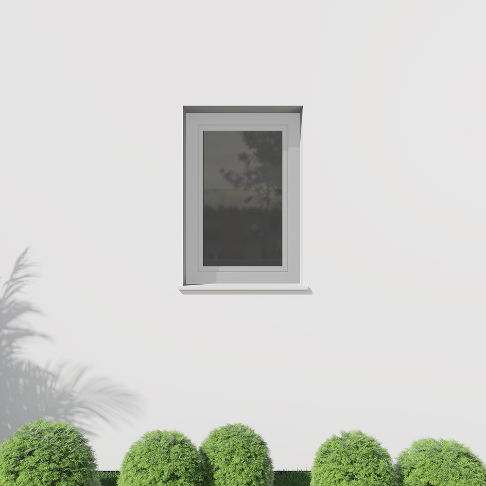 uPVC-alu window in light grey RAL 7035 matte from the outside