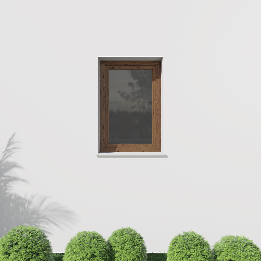uPVC window in walnut from the outside