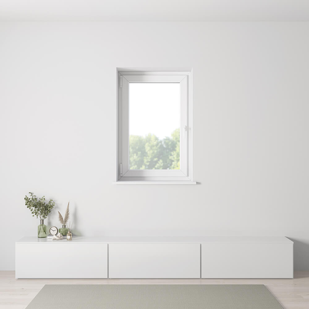 Installed White Aluminium window from the inside