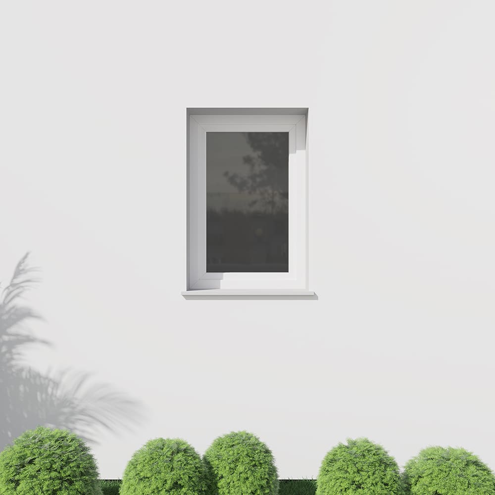 Installed white window from the outside
